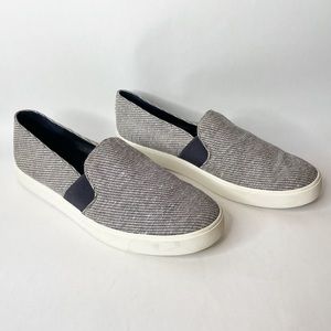 Vince Blair Navy Blue and White Canvas Slip-On Sneakers Size 10